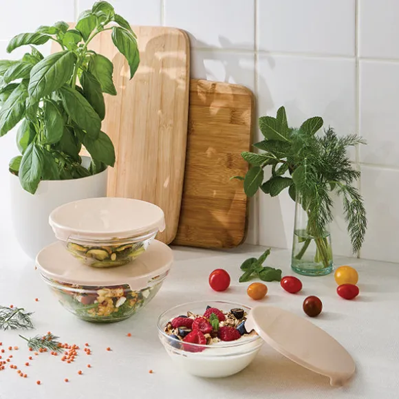 Set de 3 saladiers en verre avec couvercle Mathon