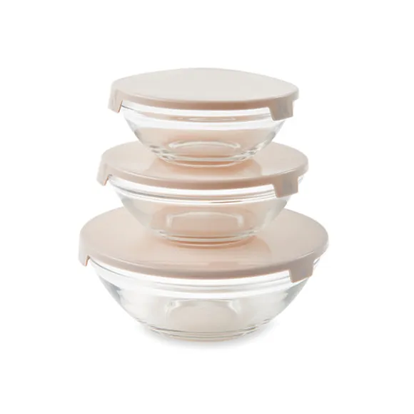 Set de 3 saladiers en verre avec couvercle Mathon