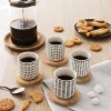 Set de 4 tasses en porcelaine avec soucoupe bambou 10 cl motifs graphiques Mathon