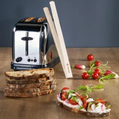 Set grille-pain cool touch 2 tranches et pince à toast en bois