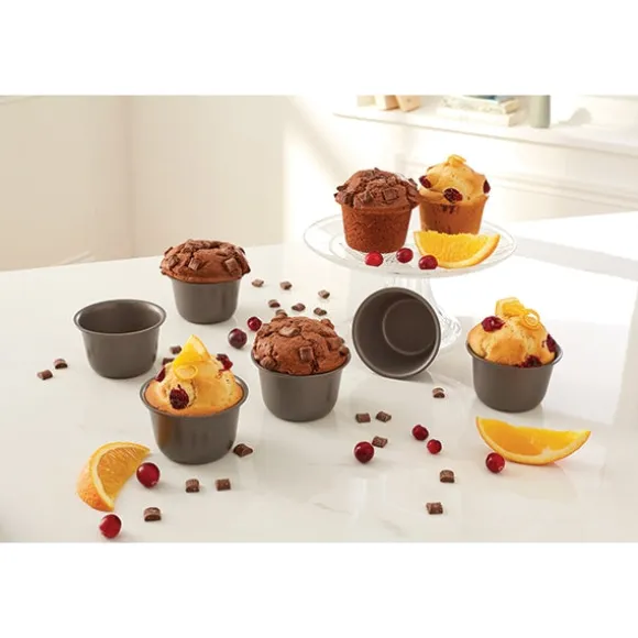 Set 6 moules à gros muffins acier revêtement antiadhérent 7,3 cm Mathon