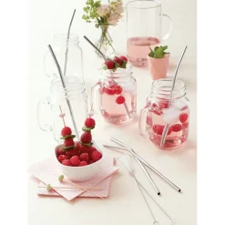 Set 6 pailles courbées en inox 21 cm Mathon