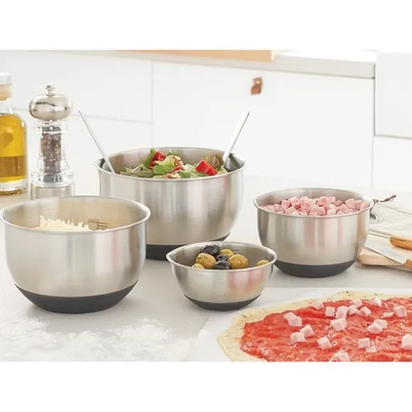 Set 4 petits bols en inox avec base silicone 10,5 à 17 cm Mathon