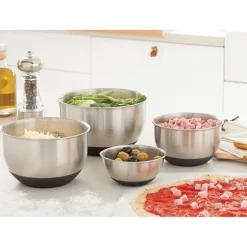 Set 4 petits bols en inox avec base silicone 10,5 à 17 cm Mathon