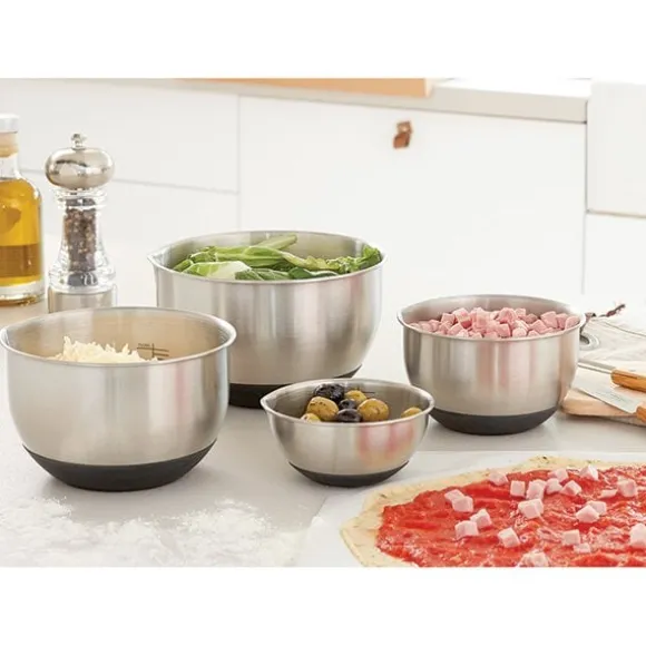 Set 4 petits bols en inox avec base silicone 10,5 à 17 cm Mathon