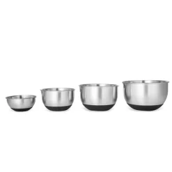 Set 4 petits bols en inox avec base silicone 10,5 à 17 cm Mathon