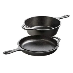 Set poêle 26 cm et sauteuse 3L en fonte naturelle avec double poignées Lodge