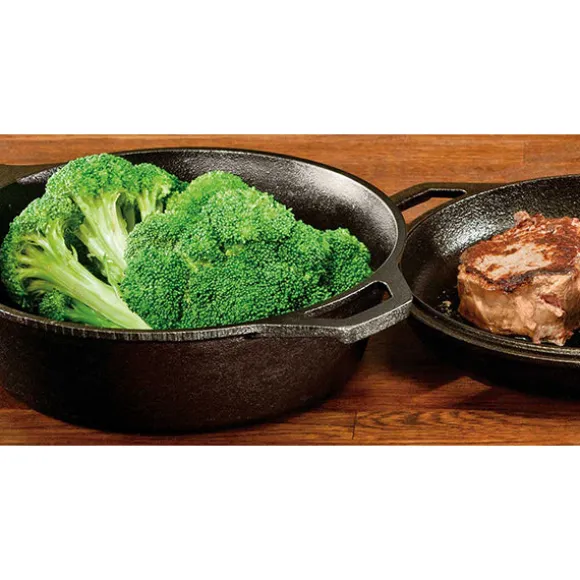 Set poêle 26 cm et sauteuse 3L en fonte naturelle avec double poignées Lodge