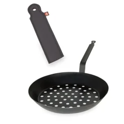 Set poêle à marrons pour cuisson sur braises 28 cm et manchon de protection