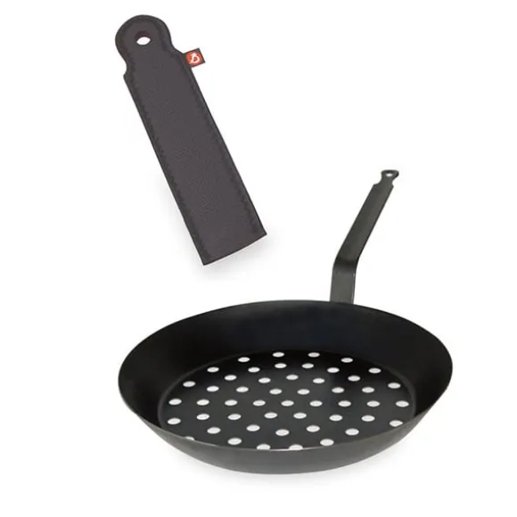 Set poêle à marrons pour cuisson sur braises 28 cm et manchon de protection