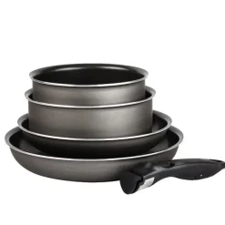 Set 2 poêles et 2 casseroles anti-adhésives Délice et manche amovible Mathon