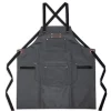 Tablier en toile enduite et cuir noir Livoo