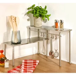 Étagère angle 2 étages en acier inoxydable Wenko by Maximex