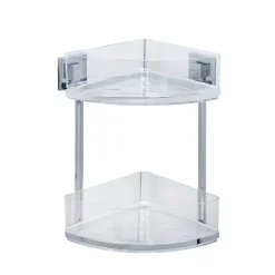 Étagère d'angle en acier inox Vacuum-Loc® Quadro 2 niveaux Wenko by Maximex