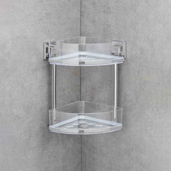 Étagère d'angle en acier inox Vacuum-Loc® Quadro 2 niveaux Wenko by Maximex