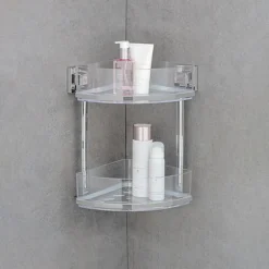 Étagère d'angle en acier inox Vacuum-Loc® Quadro 2 niveaux Wenko by Maximex