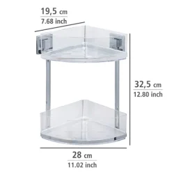 Étagère d'angle en acier inox Vacuum-Loc® Quadro 2 niveaux Wenko by Maximex