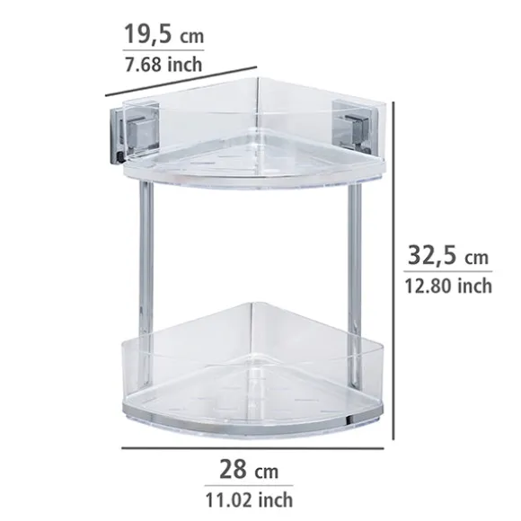 Étagère d'angle en acier inox Vacuum-Loc® Quadro 2 niveaux Wenko by Maximex