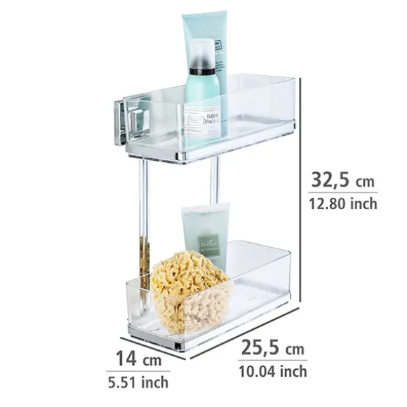 Étagère murale en acier inox Vacuum-Loc® Quadro 2 niveaux Wenko by Maximex