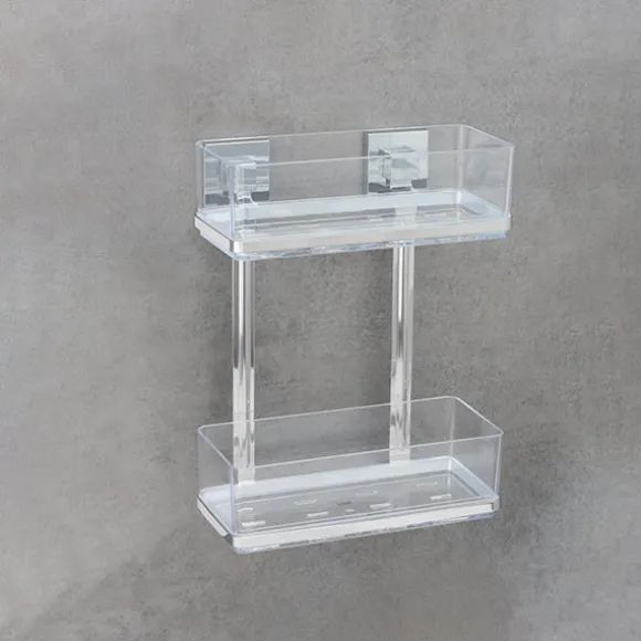 Étagère murale en acier inox Vacuum-Loc® Quadro 2 niveaux Wenko by Maximex