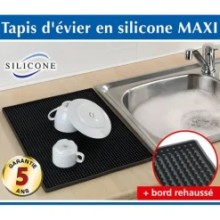 Tapis égouttoir silicone noir 40 cm Wenko by Maximex