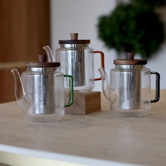 Théière Karl en verre borosilicate anse ambrée 550 ml Ogo