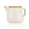 Théière Mona en porcelaine blanche et couvercle en bois de hêtre 1L Ogo