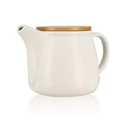 Théière Mona en porcelaine blanche et couvercle en bois de hêtre 1L Ogo