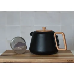 Théière Viggo en fonte et bois d'hévéa 1 L noir Ogo