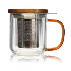 Tisanière mug Karl en verre borosilicate anse ambrée 300 ml Ogo