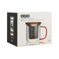 Tisanière mug Karl en verre borosilicate anse ambrée 300 ml Ogo