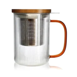 Tisanière mug Karl en verre borosilicate anse ambrée 475 ml Ogo
