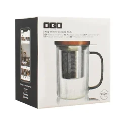 Tisanière mug Karl en verre borosilicate anse gris fumé 475 ml Ogo