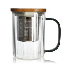 Tisanière mug Karl en verre borosilicate anse gris fumé 475 ml Ogo