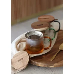 Tisanière mug Karl en verre borosilicate anse verte 300 ml Ogo