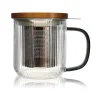 Tisanière mug Karl en verre borosilicate anse gris fumé 300 ml Ogo