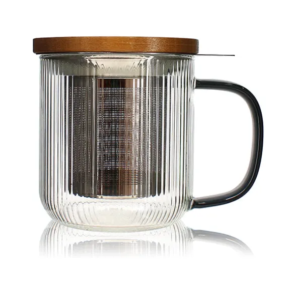 Tisanière mug Karl en verre borosilicate anse gris fumé 300 ml Ogo