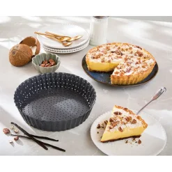 Tourtière perforée haute fond amovible acier antiadhérent 24 × 5 cm Mathon