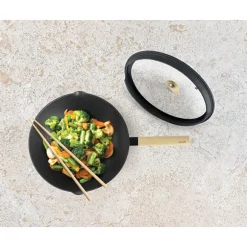 Wok aluminium antiadhésif avec couvercle 30 cm Ibili