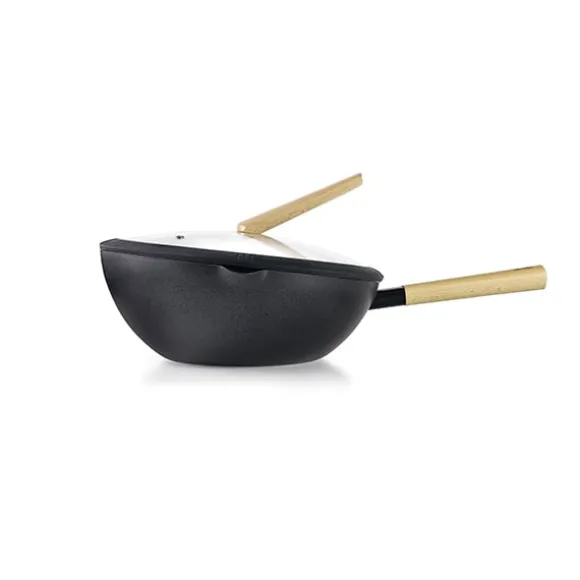 Wok aluminium antiadhésif avec couvercle 30 cm Ibili