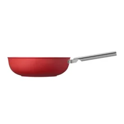 Wok aluminium antiadhésif 30 cm rouge mat Smeg