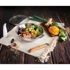 Wok tout inox Casteline sans manche 30 cm Cristel